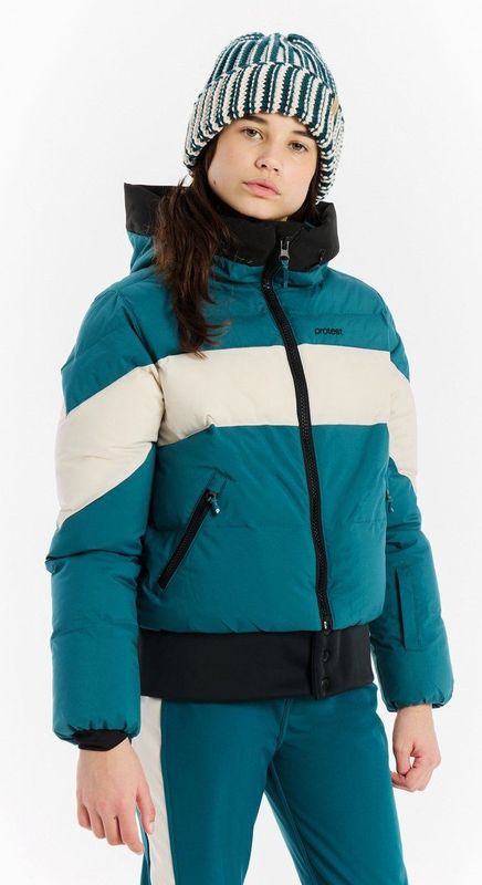 Protest Prtmilla - Skijas Meisjes - Afritsbare tailleband - ZIP-SHIFT - Puffer - Winterjas – Rainstorm Blue