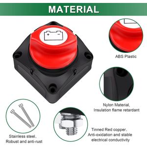 Accu-isolatieschakelaar 12V 24V 48V Accuschakelaar 275A Accu-uitschakelaar 1-2-Beide-UIT Accu-uitschakelaar voor Auto, Vrachtwagen, Boot, Jacht, Caravan, Motorfiets