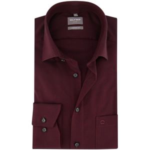 Olymp - Wijde Fit Overhemd - Bordeaux - Geprint - Katoen - Strijkvrij