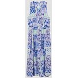 s.Oliver - Midi-jurk - Zacht - All-over print - V-hals - Kraag met Ruches