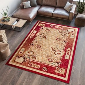 Tapiso Atlas PP Vloerkleed Rood Beige Woonkamer Tapijt Kleed Maat- 60x100