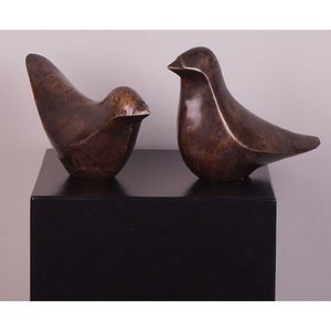 Bronzen beeldjes, set duiven duif brons
