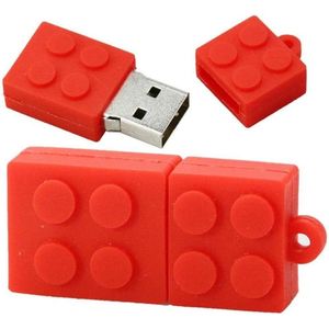 Bouwsteen brick usb stick 64gb rood - Blok usb stick, brick usb stick, bouwsteen usb stick, sinterklaas cadeautjes