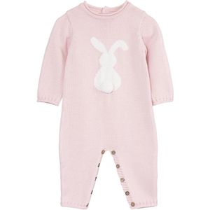 Minora gebreide unisex boxpakje- Baby jongens en meisjes- Maat 80- 9/12 maanden-Newborn overalls winter- Konijn patroon romper- Baby kleding jongens-Kraamcadeau - Babyshower Cadeau-Sinterklaas cadeautjes