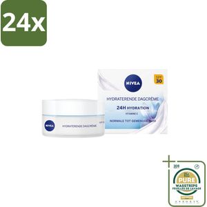 NIVEA - Essentials Dagcrème - Hydraterende Gezichtscrème - Normale tot gemengde huid - SPF 30 - Met Vitamine E & Lotusextract - 50 ml - Voordeelverpakking - 24 stuks - Dagcrème voor normale huid - Dagcrème met SPF