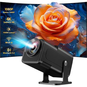 Mini 4K Thuisbioscoop Projector met Android 11.0 - 500 ANSI Lumen - Wifi 6 & BT 5.2