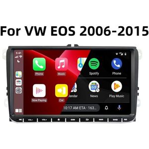9in Car Stereo Radio GPS Navigation Head Unit 2+32G for VW EOS 2006-2015, Built-in Wireless CarPlay Android Auto Bluetooth WiFi FM SWC + AHD Backup Camera