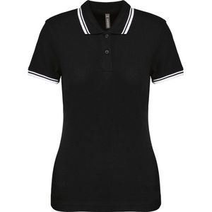 Kariban Gestreepte damespolo korte mouwen K273 - Black / White - XXL
