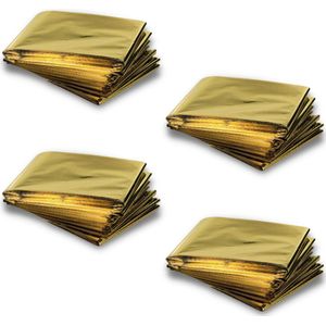 Nooddeken 4 stuks - Reddingsdeken 160x210 - Technosafety Isolatiedeken Goud Zilver - Noodpakket
