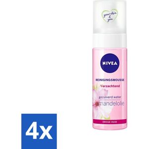 4 x NIVEA - Reinigingsmousse - Essentials Verzachtend - Voor droge & gevoelige huid - Met Amandelolie & Hydramine - 150 ml - Gezichtsreiniger - Droge Huid - Gevoelige Huid - Amandelolie - Hydraterende