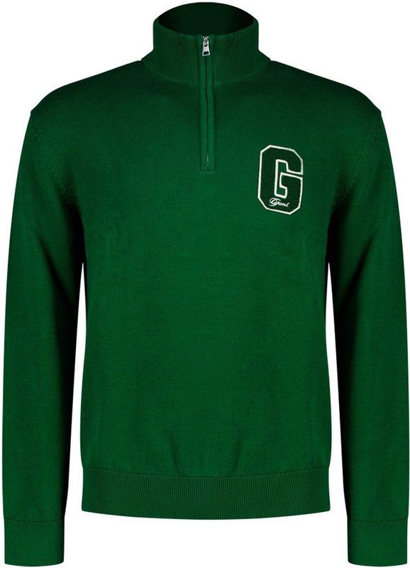 Gant - Small Graphic Badge - Trui - Groen - Halve Rits