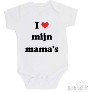 Soft Touch Romper ""I mijn mama's"" Unisex Katoen Wit/zwart/rood Maat 56/62