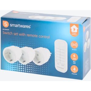 Smartwares Schakelset met afstandsbediening - 3 mini schakelaars met 4-kanaals afstandsbediening - 2300 W