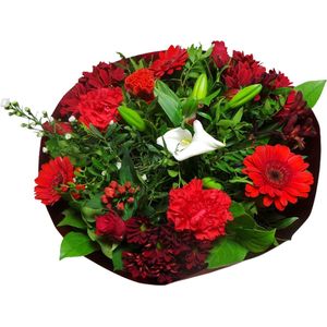 Boeket Biedermeier Large Rood ↨ 45cm - bloemen - boeket - boeketje - bloem - droogbloemen - bloempot - cadeautje