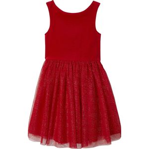 Kerstjurk - Rood - Fluweel en Glanzend Tule - Meisjes