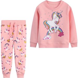 Allecto plus - Kinderen Trainingspak Meisjes Rood Katoenen Sweatshirt Broek Set Leeftijd 2-7 Jaar