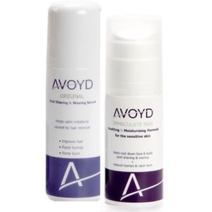 Avoyd Comfortpakket man - Set van 2 producten - Avoyd Original 90ml + Avoyd Immaculate Man 50ml - voor een gezonde gladde huid zonder ingegroeide haartjes, scheerirritatie & rode scheerbultjes