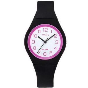 Tekday 654143 analoog horloge 34 mm 100 meter zwart/ roze