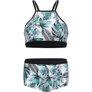 Bikini hipster broekje en cro top met racerback - Jungle bloemen 116-122