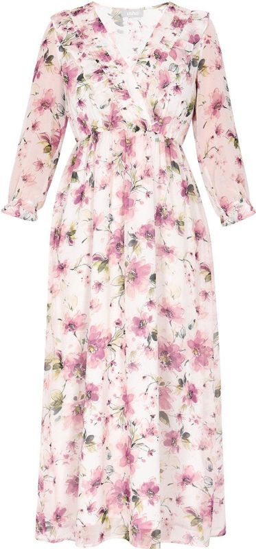 Usha Jurk  groen / rosa / eosine / wit