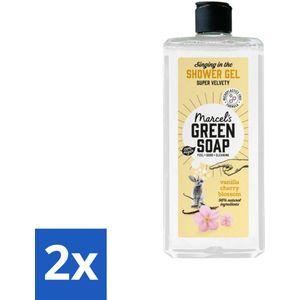 2 x Marcel's Green Soap - Douchegel - Vanille & Kersenbloesem - Verzorgend & zacht - 300 ml - Douchegel - Biologische Douchegel - Vegan Douchegel - Douchegel Vanille - Douchegel Kersenbloesem