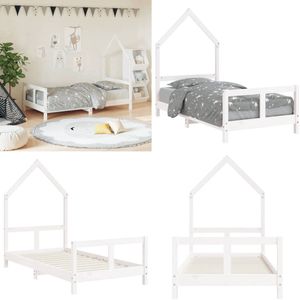vidaXL Kinderbedframe 80x160 cm massief grenenhout wit - Kinderbedframe - Kinderbedframes - Kinderbed - Peuterbed