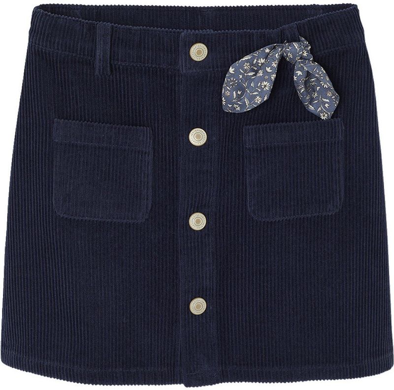 Fluwelen Rok - Marineblauw - Met Knopen - Voor Meisjes