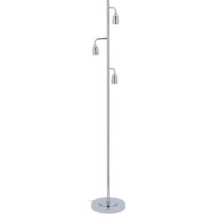 Relaxdays staande lamp 3 spots - vloerlamp metaal - moderne leeslamp zilver - woonkamer