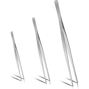 Set van 3 kookpincetten - roestvrij staal - diverse lengtes