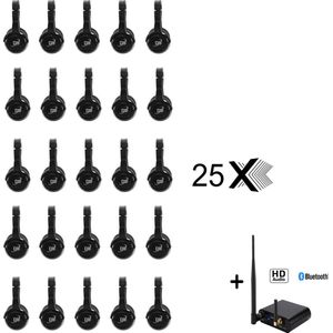 Silent Disco PRO BOX 25 oplaadbare headsets + Bluetooth zender T80Pro | Dolly Digital©