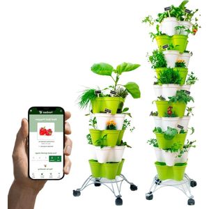 Verticale tuin voor balkon of terras - Compact en stevig - Slim irrigatiesysteem - Digitale assistent - Complete tuinset - Poty. hydrocultuur systeem