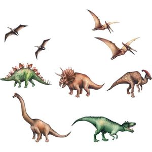 Dinosaurussen stickers set met 9 dino's - Muurstickers Dinosaurussen kinderkamer - Dinosaurus speelgoed