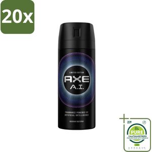 20 x Axe - Limited Edition - Deodorant Bodyspray - A.I. - 150 ml - Grootverpakking - Deodorant - Bodyspray - Axe - A.I. - Geur