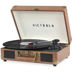 Vintage 3-Snelheid Bluetooth Koffer Draaitafel met Draagbare Luidsprekers