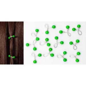 Haar binders met houten kralen groen
