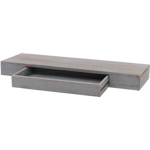 Wandplank MCW-H37, wandplank Hangende plank, lade massief hout 8x80x25cm ~ grijs, shabby