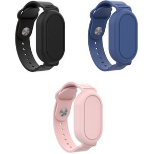 3 STUKS - Premium Armband geschikt voor Samsung Smarttag 2 | horloge voor Kinderen met Sluiting | Smarttag2 sleutelhanger Hoesje Kind | Polsband GPS Horloge Kind | Trackers Band | Kinder Horloge | Peuter | GPS Horloge Senioren - Roze, zwart en blauw