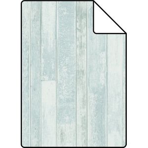 Proefstaal ESTAhome behang vintage sloophout planken vergrijsd turquoise - 26,5 x 21 cm - 128837-S