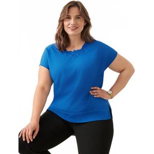 Top met lange mouwen en borduursel in ronde hals