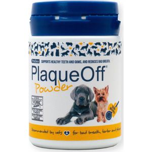 ProDen PlaqueOff Powder – 100% Natuurlijke gebitsreiniging voor honden voor een frisse adem en een schoon gebit - Met doseerschepje - 60 of 180 gram - 60 gram