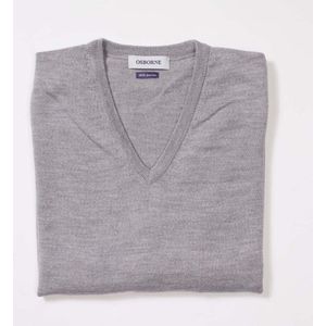 Osborne Knitwear Trui met V hals - Merino wol - Dames - Light Grey - S