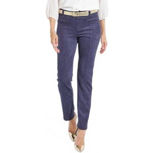 Rechte broek van suède met elastische tailleband en plat buikje