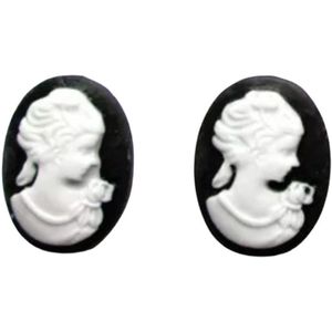 Clip- oorbellen- zwart-wit- camee- ovaal-Charme Bijoux
