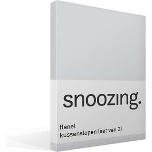 Snoozing - Flanel - Kussenslopen - Set van 2 - 60x70 cm - Grijs