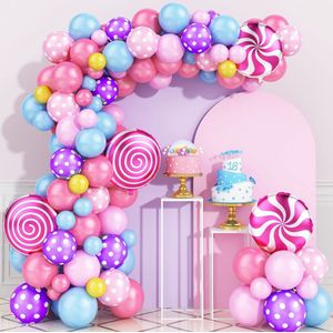 99 PCs Rainbow Lollipop-Aardbei Polka Dot Ballonboog – Ballon Verjaardag – Decoratie- Babyshower – Verjaardag – Bruiloft – Feest - Complete Set