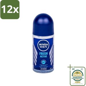 Nivea - Fresh Active Roll-On - Antiperspirant - 48 Uur Lang Werkend - 50 ml - Voordeelverpakking - 12 stuks - Deodorant roller - 48 uur bescherming