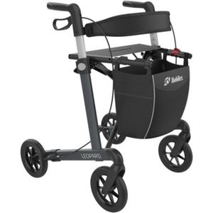 Mobilex Leopard - Lichtgewicht rollator - Comfort banden - Zithoogte 55 cm - Comfort banden - Inclusief tas, rugband en stokhouder - Zwart