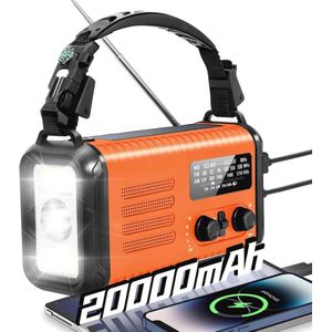 Handzwengel Weerradio met Zonne-energie en Oplaadbare Batterij - 20000mAh, Ideaal voor Noodgevallen