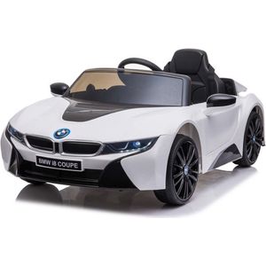 BMW i8 Elektrische Kinderauto 12V - Zwart - Accu Auto voor kinderen met Rubberen banden, Leren Zitje, Bluetooth en Afstandsbediening