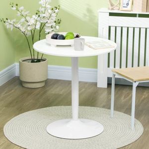 Sweiko Eettafel - Rond tafelblad - Diameter 70 cm - MDF + staal - Wit